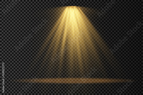 A yellow lighting spotlight golden projector light