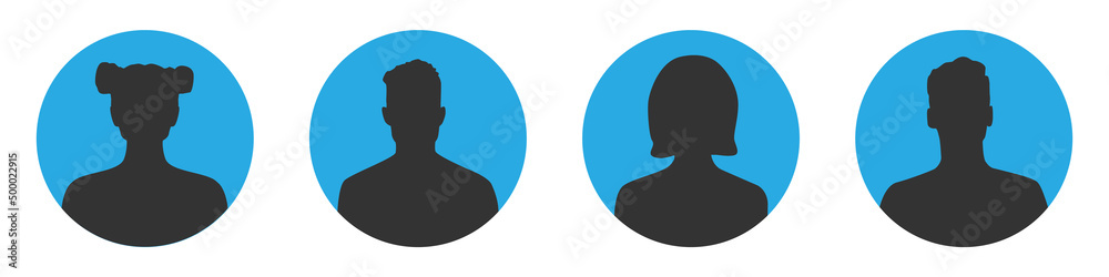User icon set. Avatar icons set on blue background. Vector illustration User icon set. Avatar icons set on blue background. Vector illustration