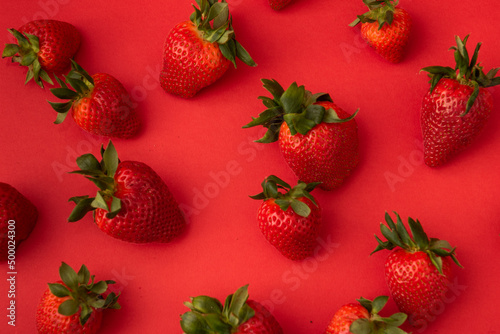 Strawberry on a red background	
