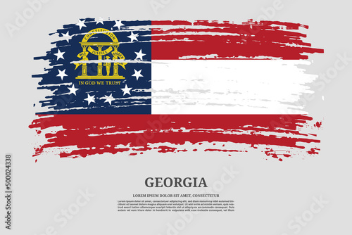 Georgia flag with brush stroke effect and information text poster, vector
