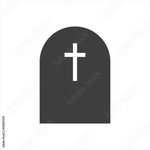 Rip grave icon. Tombstone burial symbol. Vector illustration isolated on white