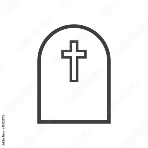 Rip grave icon. Tombstone burial symbol. Vector illustration isolated on white