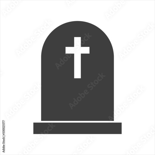 Rip grave icon. Tombstone burial symbol. Vector illustration isolated on white