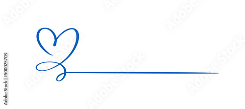 Ukraine blue love icon vector doodle heart and line for text. Hand drawn valentine day logo. Decor for greeting card, wedding, tag, photo overlay, t-shirt print, flyer, poster design