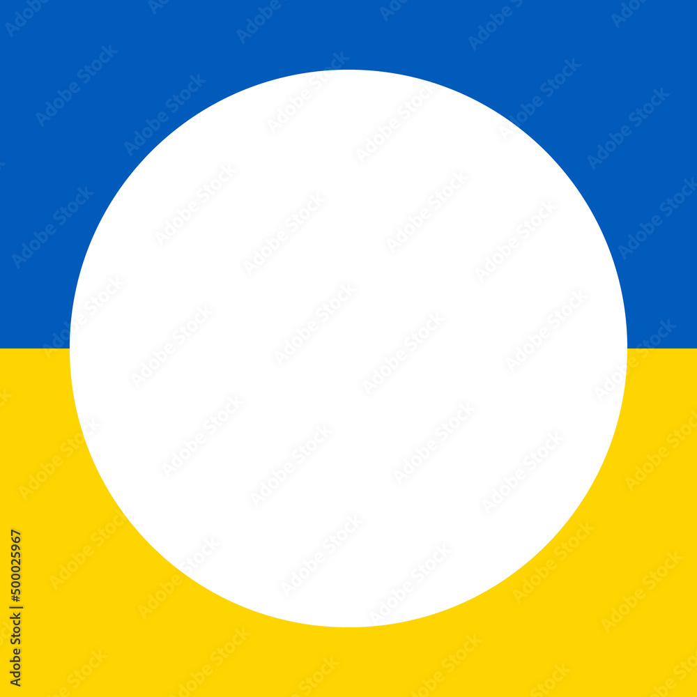 Vector flag of Ukraine with round place for quote text. Accurate dimensions and official colors for story social media. Symbol of patriotism and freedom. This file is suitable for digital editing