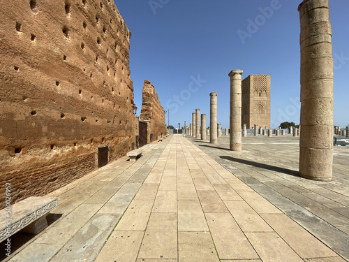 weathered walls around the hassan tower