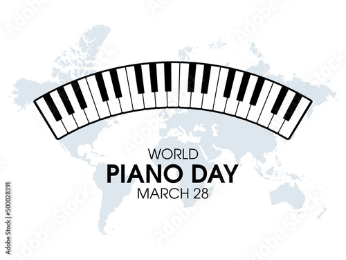 World Piano Day vector. Piano keyboard simple icon vector. Piano keys curved vector. Piano keyboard musical instrument design element. March 28. Important day