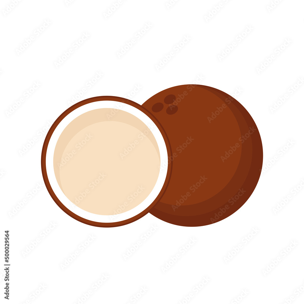 Half coconut. Coconut vector on white background. Half coconut. Coconut vector on white background.