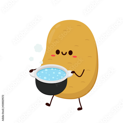 Potato character design. Potato vector. Potato on white background. Boiled Potato. Hot pot vector.