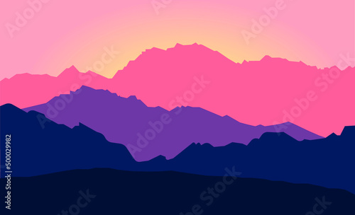 Fototapeta Naklejka Na Ścianę i Meble -  mountains silhouettes at sunrise in color