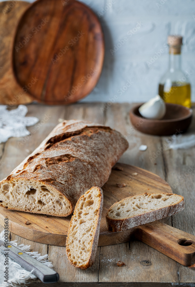 Fresh sliced bread on a wooden table
Fresh sliced bread on a wooden table