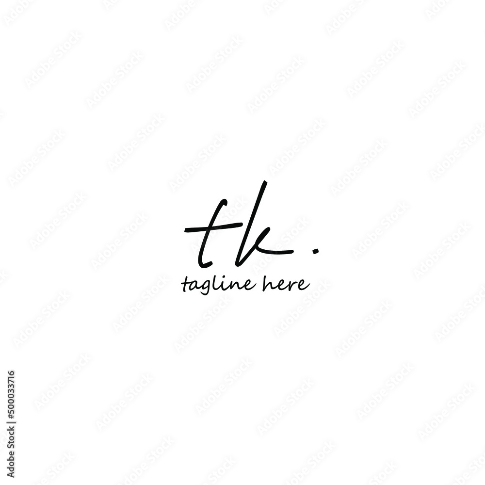 Initial Letter tk Logo - Handwritten Signature Logo Initial Letter tk Logo - Handwritten Signature Logo