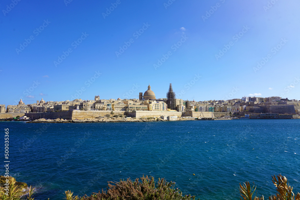 Valetta skyline on Mediterranean sea, Malta, Europe