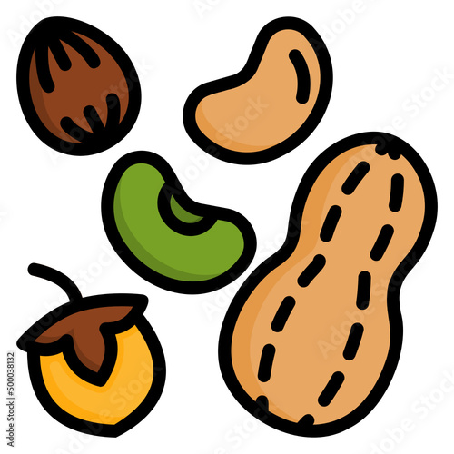 nuts seed filled line color icon. Can be used for digital product, presentation, print design and more.