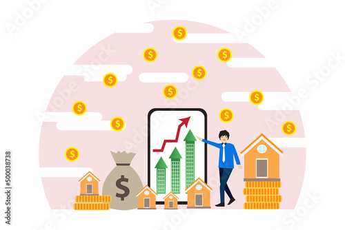 Financial investment on white background