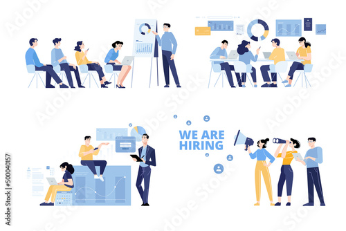 Set of business people concept illustrations. Flat design style vector for graphic and web design, business presentation and marketing material.