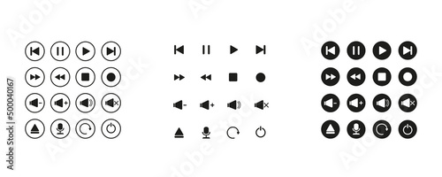Media player icon set. Music and video interface. Available in vector. eps10