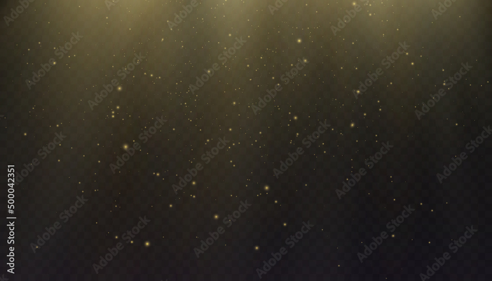 Obraz premium Golden rays shine down on a dark background Vector illustration