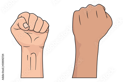 Hand drawn clenched support fist vector illustration