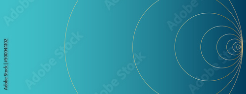Minimal abstract circles on gradient background with golden ratio elements. Green blue geometric website header or banner design for counselor, life coach or psychologist. 