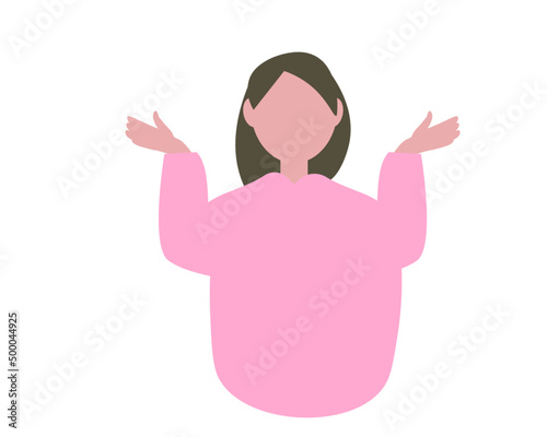 わからない 何で 女性 困惑 両手を挙げる 人物 ベクターイラスト