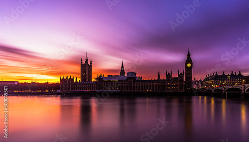 Beautiful view of Westminster and the Big Ben during the sunset
