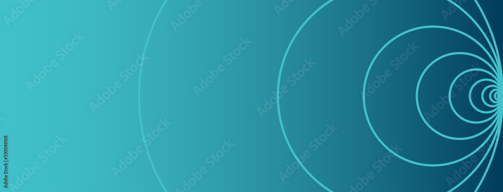 Growth, development and influence represented in a clean abstract design of widening circles on a blue green gradient. Geometric vector website header or banner design