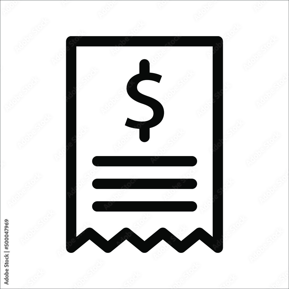 paper receipt line icon, outline vector sign, linear pictogram isolated on white. logo illustration paper receipt line icon, outline vector sign, linear pictogram isolated on white. logo illustration