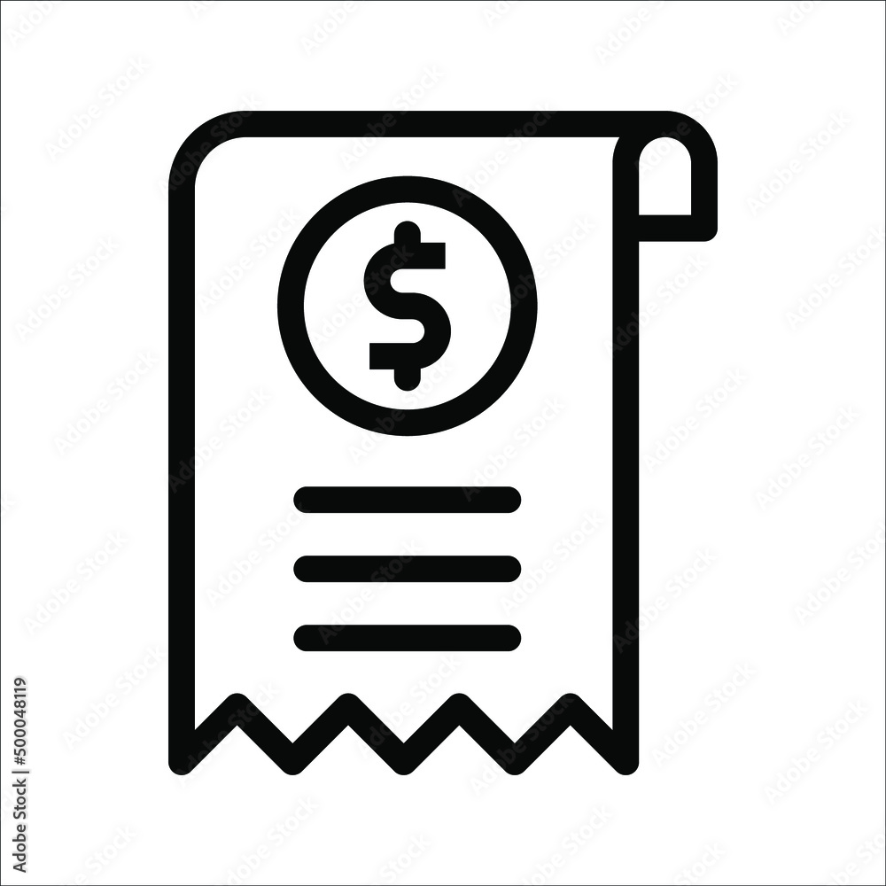 paper receipt line icon, outline vector sign, linear pictogram isolated on white. logo illustration paper receipt line icon, outline vector sign, linear pictogram isolated on white. logo illustration
