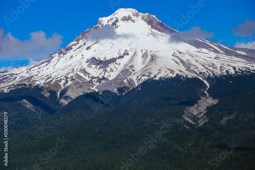 Snow-covered Mount Hood in the Mount Hood National Forest, Oregon, USA