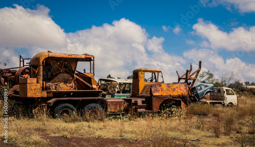 Abandoned Army Tanks on the Tank Graveyard in Asmara  Eritrea