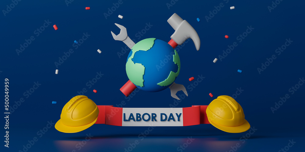 Naklejka premium 3d rendering concept labor day illustration.