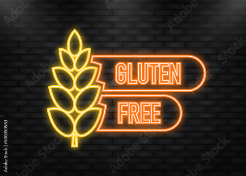 Neon Icon. Flat icon with lactose gluten gmo sugar free. Organic signs. Vector illustration