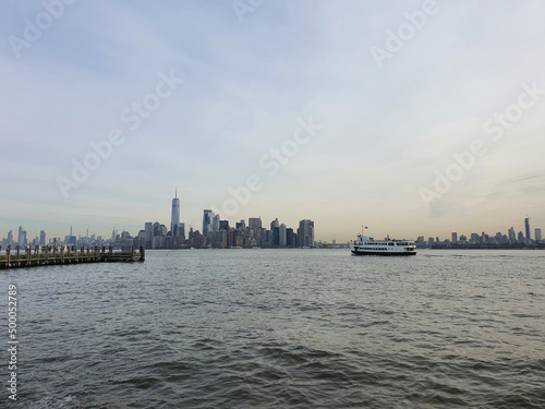 Manhattan a New York City borough is located on Manhattan Island one of the world's major business, cultural and financial centers. There are buildings of various shapes. © Pingky