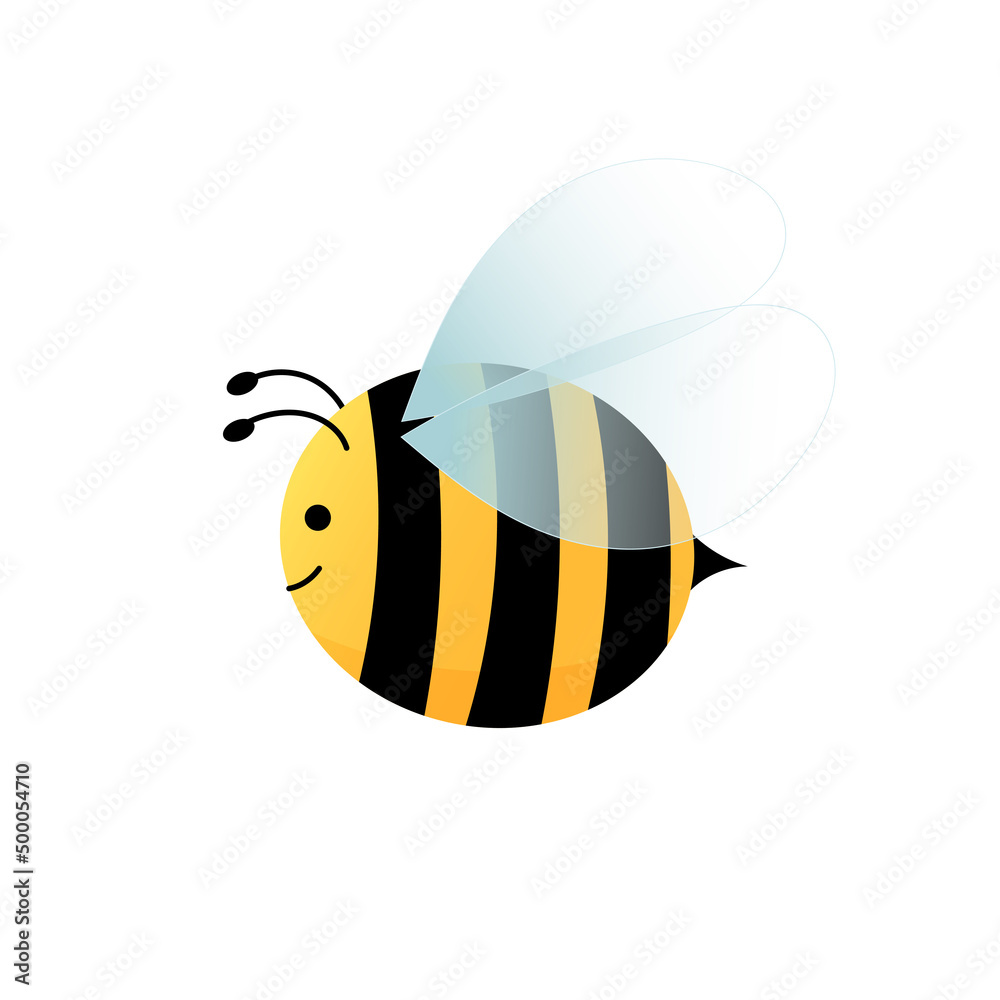 Obraz premium Cartoon bee vector illustration. Cute bumblebee isolated on a white background