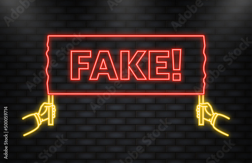 Fake red placard. Face symbol. Vector illustration
