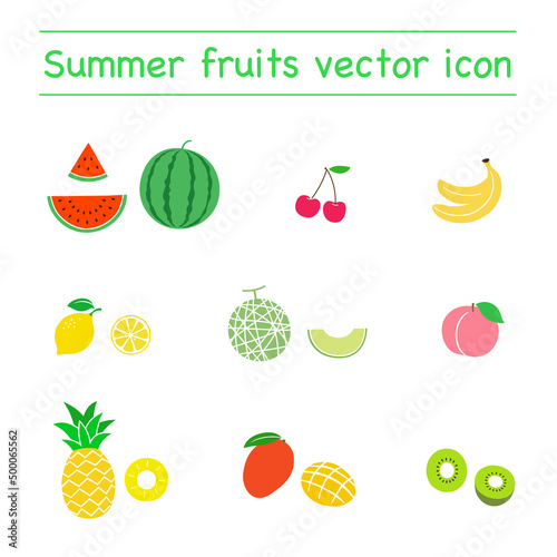 夏の果物アイコンセット