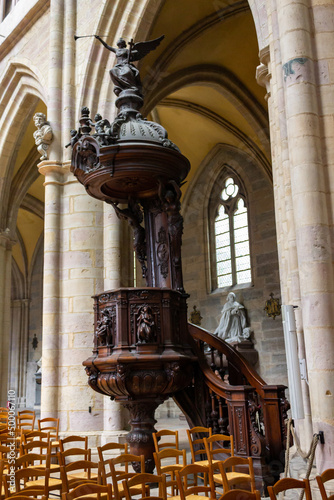 Vertical shot of the cathedra in the Cathedral of Saint Benignus of Dijon. Burgundy, France. photo