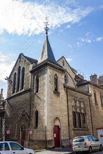 Vertical shot of the Church of Notre Dame of Dijon. France. photo