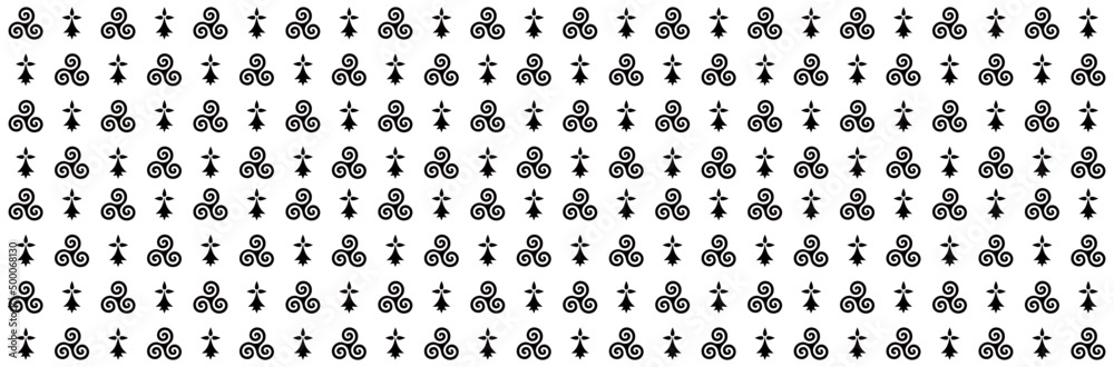 Motifs bretons - Hermine et Triskel - Fond autour de la Bretagne - Vecteur