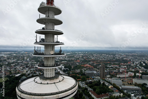 Photography Aerial view of the Heinrich Hertz Telecommunication Tower in Hamburg