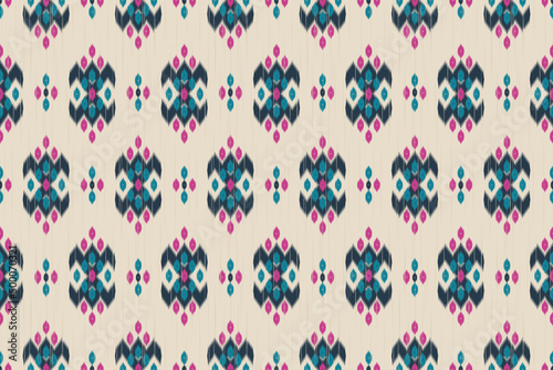 Ikat seamless pattern in tribal. Fabric ethnic pattern art. American, Mexican style. Design for background, wallpaper, vector illustration, fabric, clothing, carpet, textile, batik, embroidery.