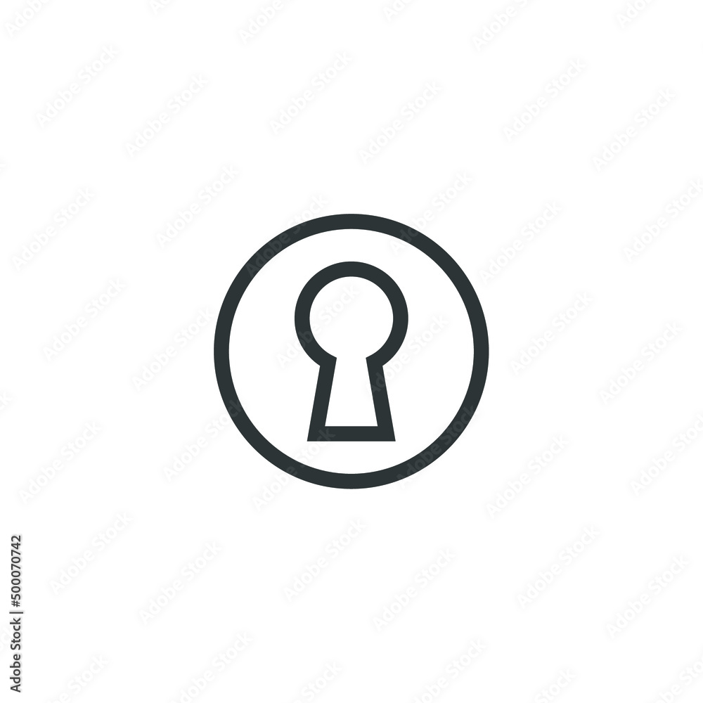 Vector sign of the Black key hole symbol is isolated on a white background. Black key hole icon color editable.
