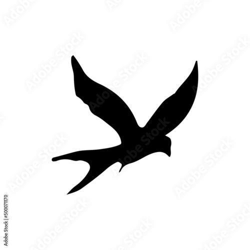 swallow. Black silhouette on a white background. Silhouette of swallows. Black contours of flying bird. Flying swallows. Tattoo vector illustration isolated on white background.