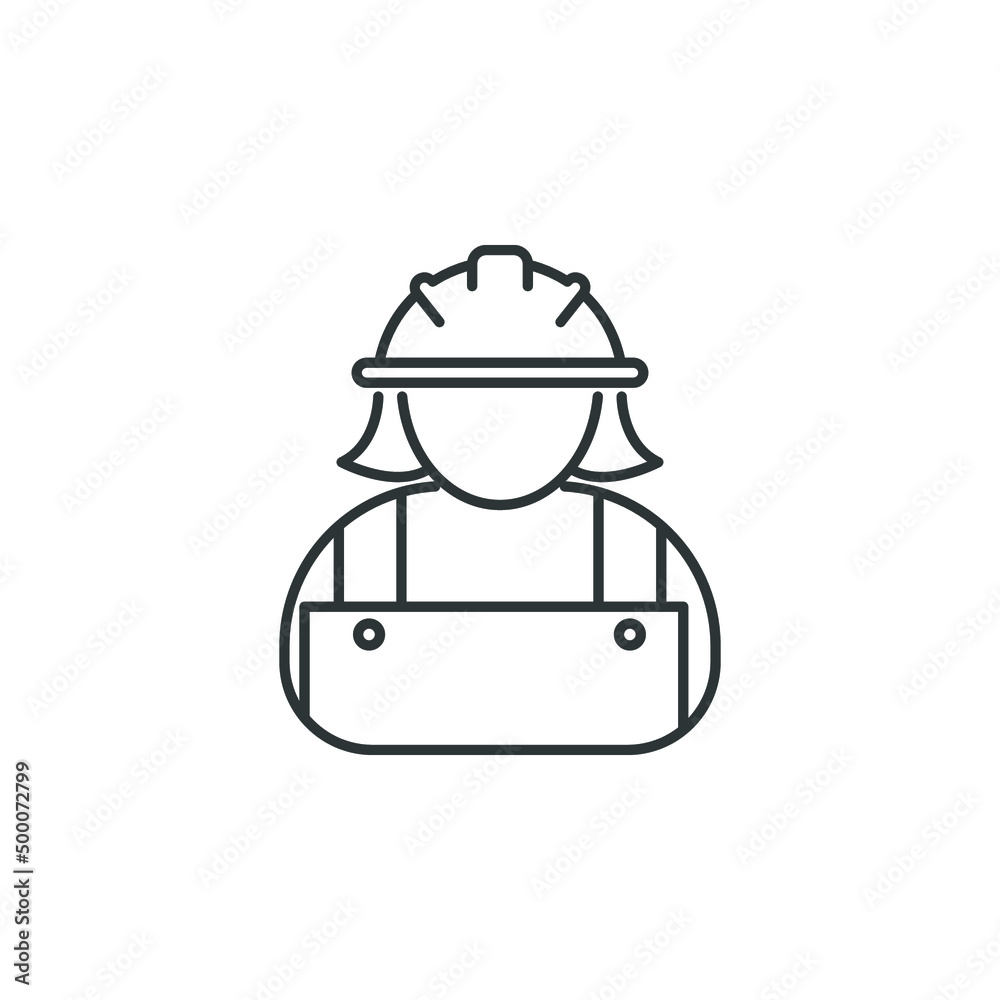 Vector sign of the Construction worker symbol is isolated on a white background. Construction worker icon color editable.