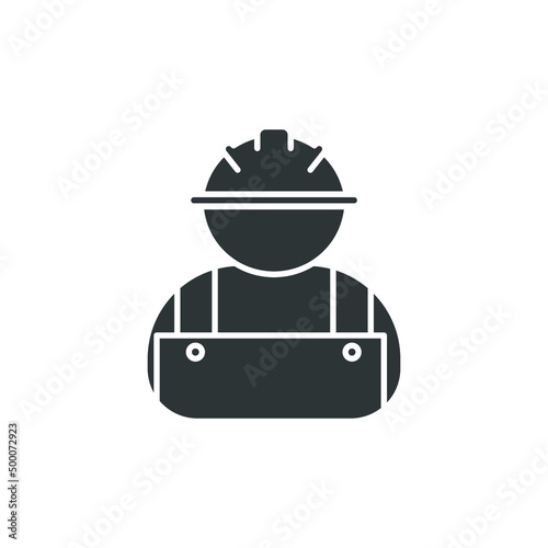 Vector sign of the Construction worker symbol is isolated on a white background. Construction worker icon color editable.