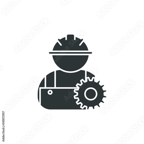 Vector sign of the Construction worker symbol is isolated on a white background. Construction worker icon color editable.