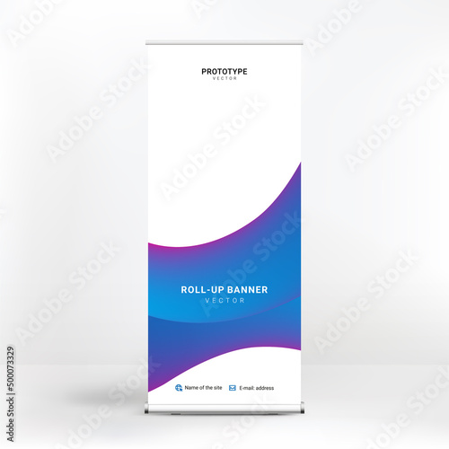 Roll-up advertising banner design, creative graphic style, abstract design, vector