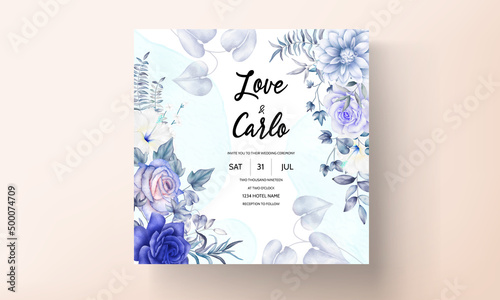 vintage wedding invitation card with beautiful watercolor floral © mariadeta