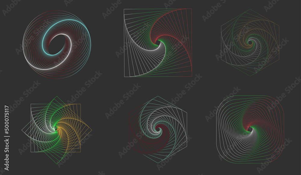 Set of vector abstract geometric line shapes Set of vector abstract geometric line shapes